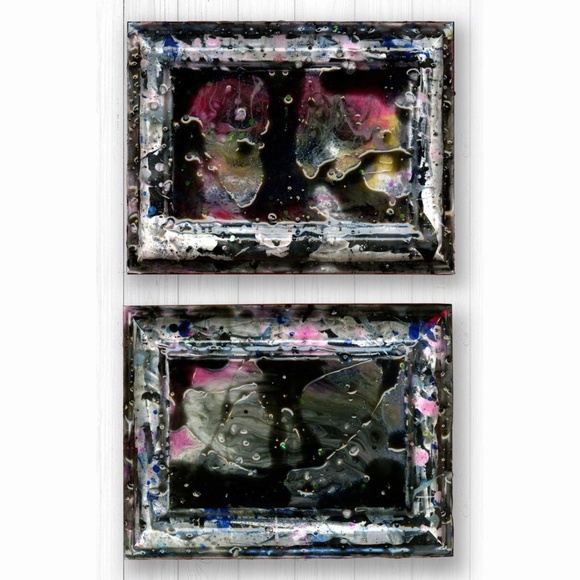 2 Framed Abstract Resin Paintings, by Kathy Morton Stanion - Secret Thoughts 1 - Picture 1 of 5